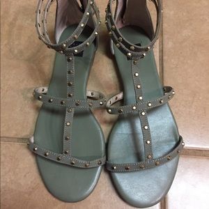White House Black market green studded sandals 7